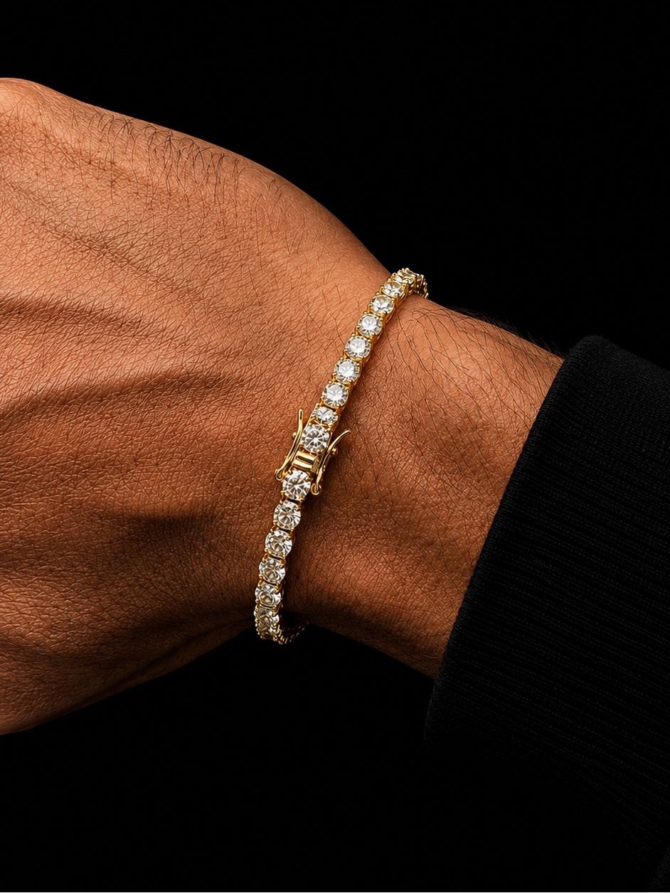 18k Gold Plated, 14.4ctw Moissanite Tennis Bracelet